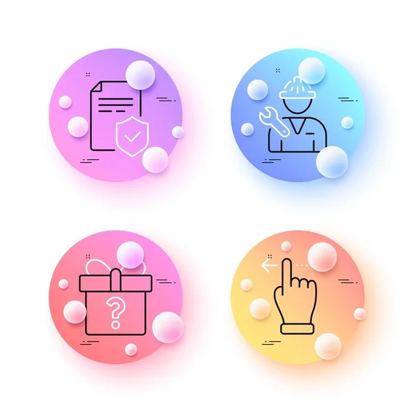 Insurance Policy Secret Gift Touchscreen Gesture Minimal Line Icons Spheres — Stock Vector