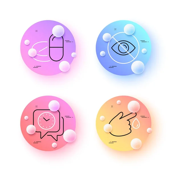 Looking Clock Medical Drugs Minimal Line Icons Spheres Balls Buttons — Image vectorielle