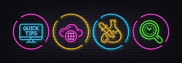 Cloud Computing Chemistry Experiment Web Tutorials Minimal Line Icons Neon — Vector de stock