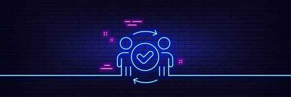 Neonlichteffekt Erprobtes Teamwork Line Symbol Akzeptierte Teamunterschrift Symbol Für Humanressourcen — Stockvektor
