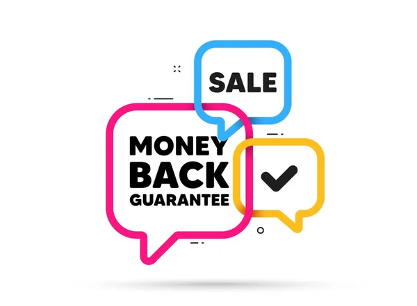 Money Back Guarantee Tag Ribbon Bubble Chat Banner Discount Offer — Vetor de Stock