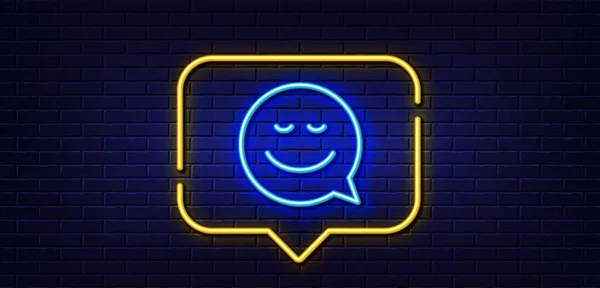 Neon Light Speech Bubble Comic Speech Bubble Smile Line Icon — Image vectorielle