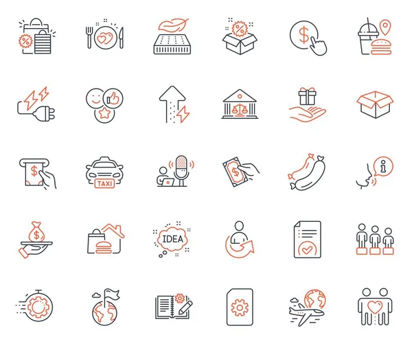 Business Icons Set Included Icon Sausage Opened Box Food Delivery — Archivo Imágenes Vectoriales