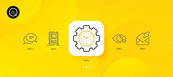 Text Message Entrance Time Management Minimal Line Icons Yellow Abstract — Archivo Imágenes Vectoriales