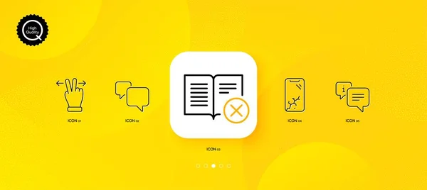 Touchscreen Gesture Speech Bubble Smartphone Broken Minimal Line Icons Yellow — Image vectorielle