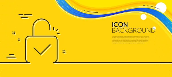 Lock Line Icon Abstract Yellow Background Padlock Approved Sign Security — Vector de stock