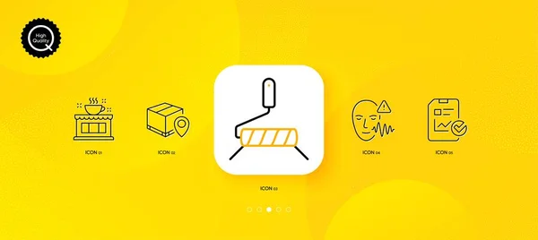 Coffee Shop Paint Roller Parcel Tracking Minimal Line Icons Yellow — Vettoriale Stock