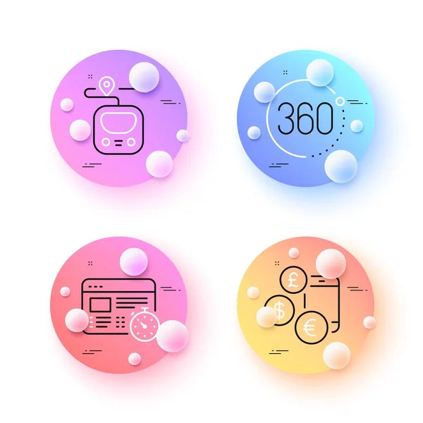 Web Timer Currency Rate 360 Degrees Minimal Line Icons Spheres — Archivo Imágenes Vectoriales