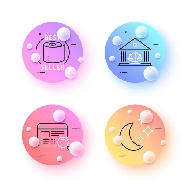 Toilet Paper Moon Court Building Minimal Line Icons Spheres Balls — Vettoriale Stock