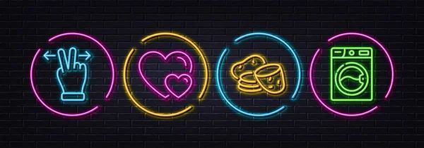 Hearts Potato Touchscreen Gesture Minimal Line Icons Neon Laser Lights — Vettoriale Stock