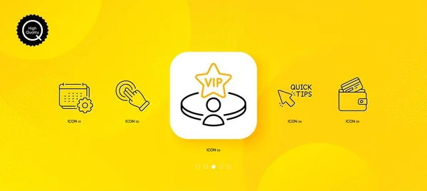 Calendar Touchscreen Gesture Quick Tips Minimal Line Icons Yellow Abstract — Wektor stockowy