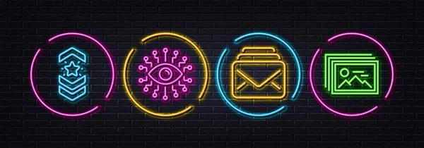 Shoulder Strap Mail Artificial Intelligence Minimal Line Icons Neon Laser — Stock Vector
