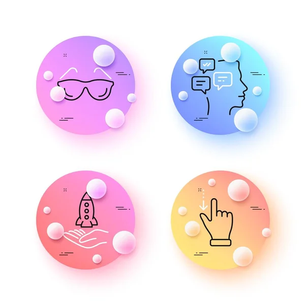 Crowdfunding Messages Eyeglasses Minimal Line Icons Spheres Balls Buttons Touchscreen — Image vectorielle