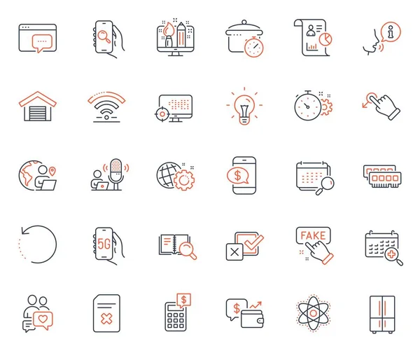 Technology Icons Set Included Icon Wifi Calculator Seo Message Web — Stockvector