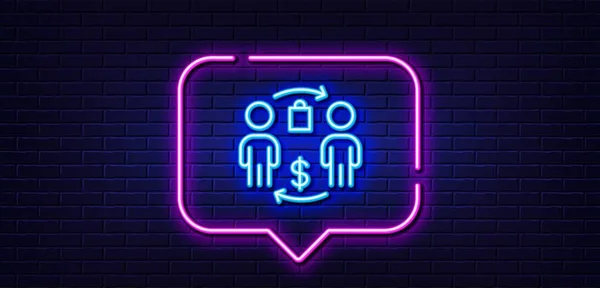 Neon Light Speech Bubble Buying Process Line Icon Shopping Bag — Stockový vektor