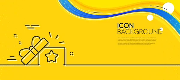 Loyalty Gift Box Line Icon Abstract Yellow Background Bonus Points — Διανυσματικό Αρχείο