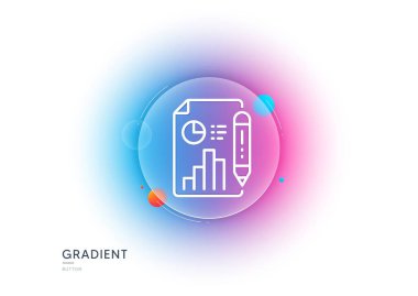 Belge satırı simgesini rapor et. Gradyan bulanıklık düğmesi ve cam morfizmi. Sütun işareti. Büyüme diyagramı, pasta grafiği sembolü. Şeffaf cam tasarımı. Belge satırı simgesini rapor et. Vektör