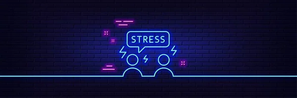 Neon Light Glow Effect Difficult Stress Line Icon Anxiety Depression — Stock Vector