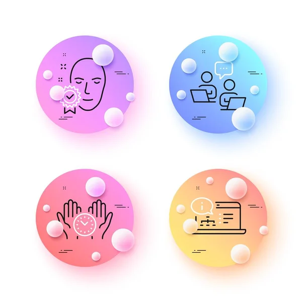 Face Verified Online Documentation Teamwork Minimal Line Icons Spheres Balls — Stockový vektor