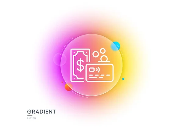 Credit Card Line Icon Gradient Blur Button Glassmorphism Bank Money — Stock Vector