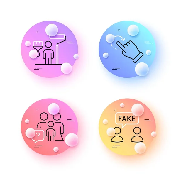Fake Information Family Questions Painter Minimal Line Icons Spheres Balls — Vetor de Stock