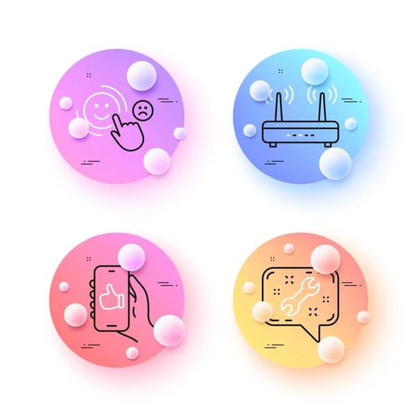App Customer Satisfaction Wifi Minimal Line Icons Spheres Balls Buttons — Stock Vector