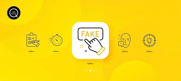 Idea Fake Information Face Attention Minimal Line Icons Yellow Abstract — Stok Vektör