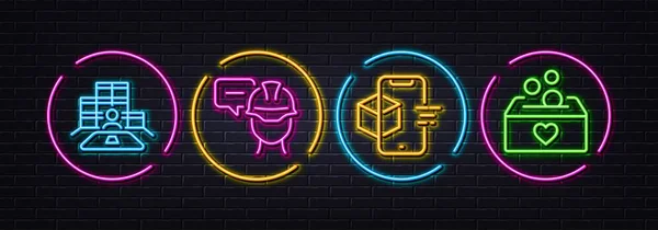 Foreman Augmented Reality Inventory Minimal Line Icons Neon Laser Lights — Stock Vector