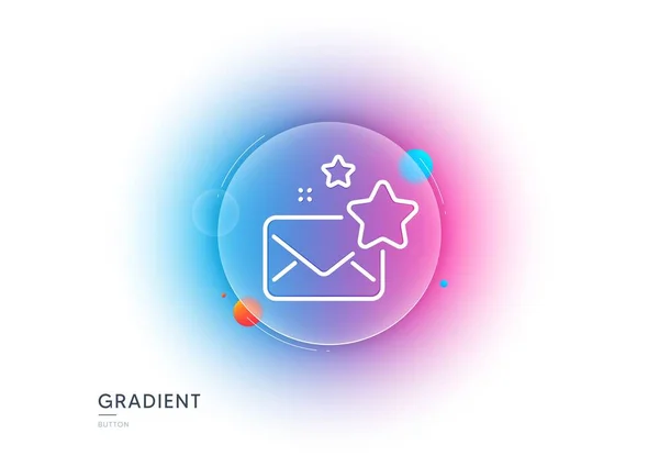 Favorite Mail Line Icon Gradient Blur Button Glassmorphism Letter Stars — Stock Vector