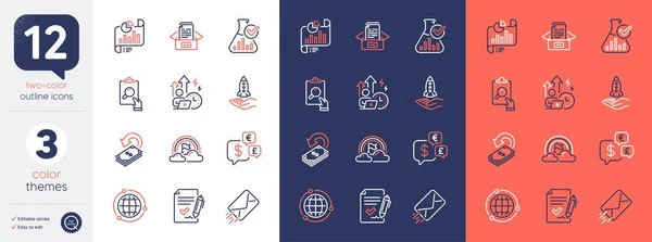 Set Lgbt Crowdfunding Documents Box Line Icons Include Difficult Stress — Stock Vector