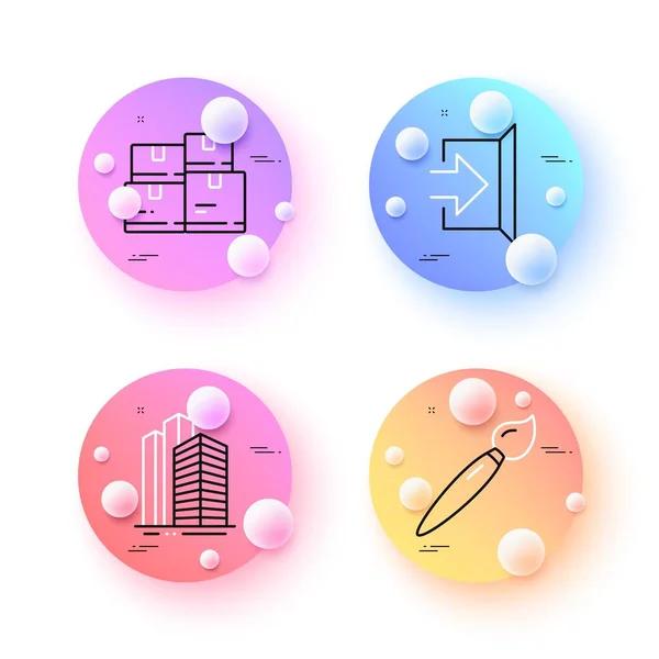 Skyscraper Buildings Wholesale Inventory Exit Minimal Line Icons Spheres Balls — 图库矢量图片