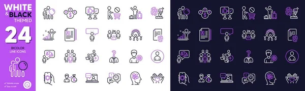 Buying Currency Hiring Employees Social Distance Line Icons Website Printing — Image vectorielle