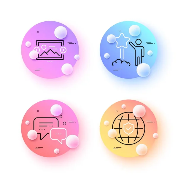 Star Image Carousel Global Insurance Minimal Line Icons Spheres Balls — Stockvektor