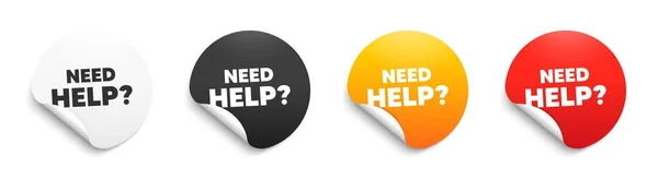 Need Help Text Sticker Badge Offer Support Service Sign Faq — Wektor stockowy