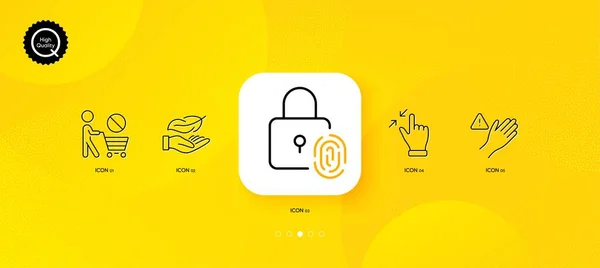 Touchscreen Gesture Lightweight Stop Shopping Minimal Line Icons Yellow Abstract — Vetor de Stock