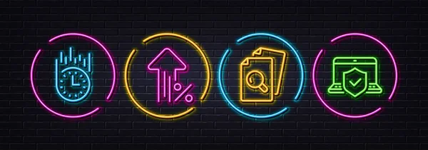 Fast Delivery Increasing Percent Inspect Minimal Line Icons Neon Laser — Wektor stockowy