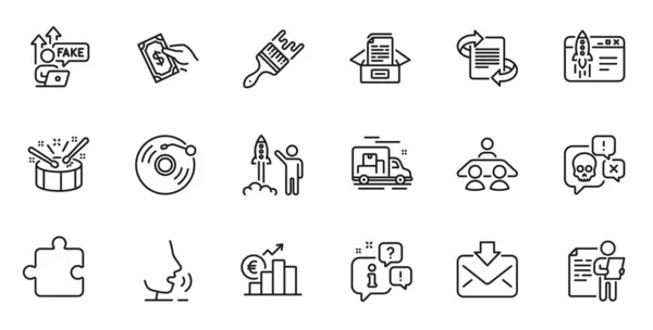 Outline Set Launch Project Start Business Incoming Mail Line Icons — Stock Vector