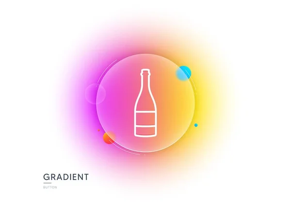 Champagne Bottle Line Icon Gradient Blur Button Glassmorphism Anniversary Alcohol — Stockvektor