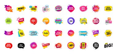 Promosyon indirimli satış afişleri sunuyor. En iyi fiyat etiketleri. Kara Cuma özel teklif etiketleri. İndirimli balon kuponu. Promosyon indirimli afiş şablonları tasarımı. Teklif etiketi al. Terfi broşürü. Vektör