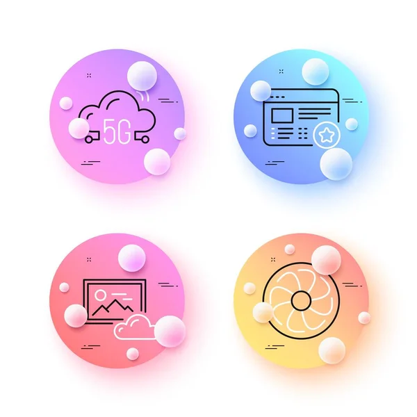 Fan Engine Cloud Photo Cloud Minimal Line Icons Spheres Balls — Stock Vector