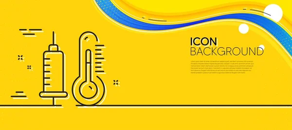Thermometer Vaccine Line Icon Abstract Yellow Background Temperature Diagnostic Sign — Stock Vector