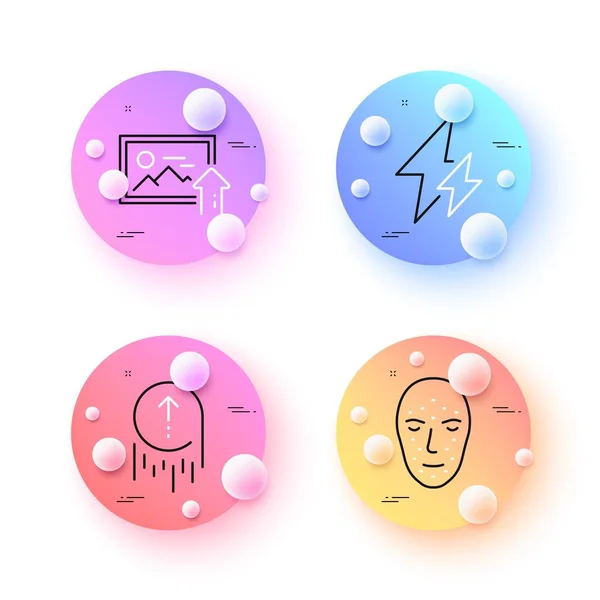Electricity Face Biometrics Upload Photo Minimal Line Icons Spheres Balls — Stock Vector