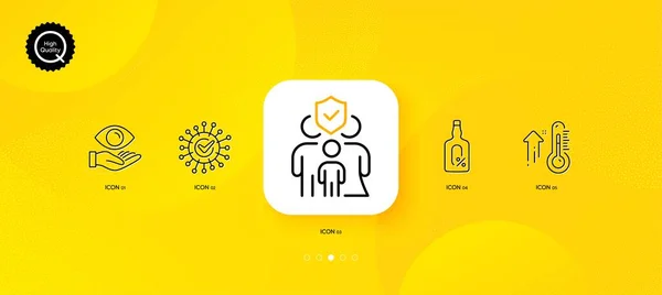 Coronavirus Alcohol Free Family Insurance Minimal Line Icons Yellow Abstract — Stok Vektör