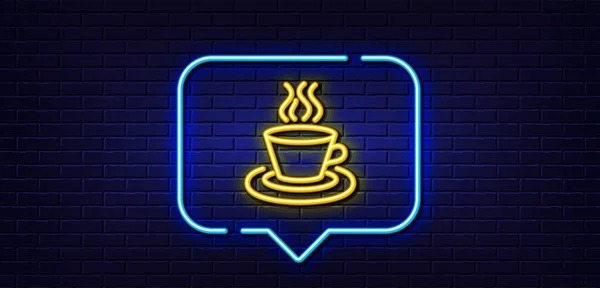 Neon Light Speech Bubble Tea Coffee Line Icon Hot Drink — Vector de stock
