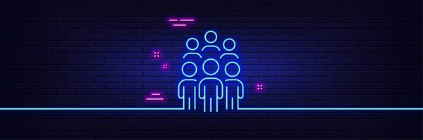 Neon Light Glow Effect Group People Line Icon Business Conference — Wektor stockowy