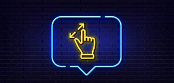 Neon Light Speech Bubble Touchscreen Gesture Line Icon Zoom Sign — Wektor stockowy