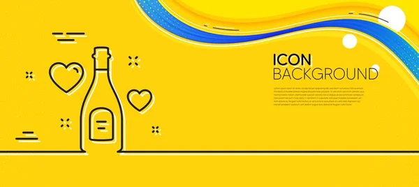 Love Champagne Line Icon Abstract Yellow Background Wedding Drink Sign — ストックベクタ