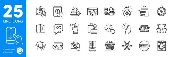 Outline Icons Set Buying Accessory Augmented Reality Idea Icons Solar — 图库矢量图片