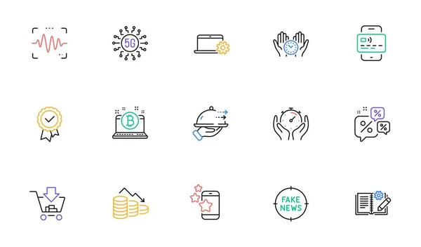 Notebook Service Safe Time Food Delivery Line Icons Website Printing — 图库矢量图片