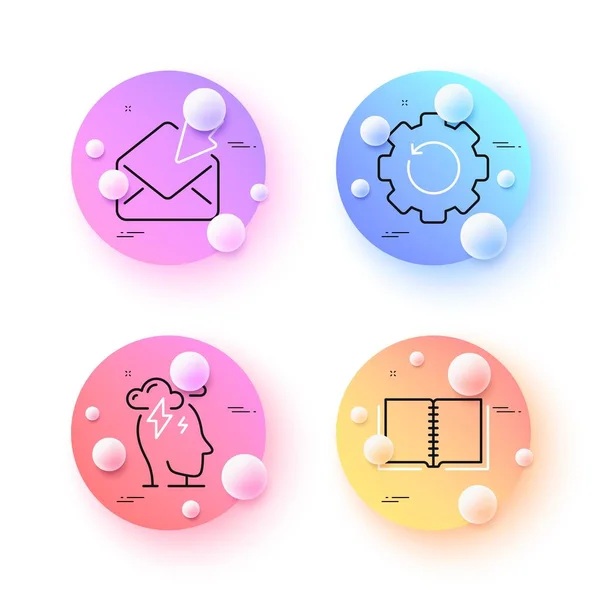 Open Mail Book Stress Minimal Line Icons Spheres Balls Buttons — Stockvektor